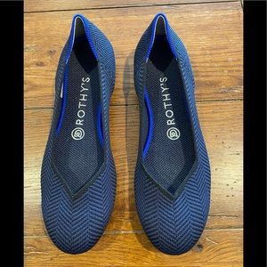 Worn once Rothy’s metallic blue herringbone flats size 8